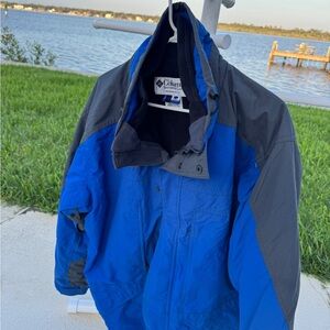 Columbia‎ Sportswear Fleece Jacket Blue Grey Men's Size Large Outdoor Adventure